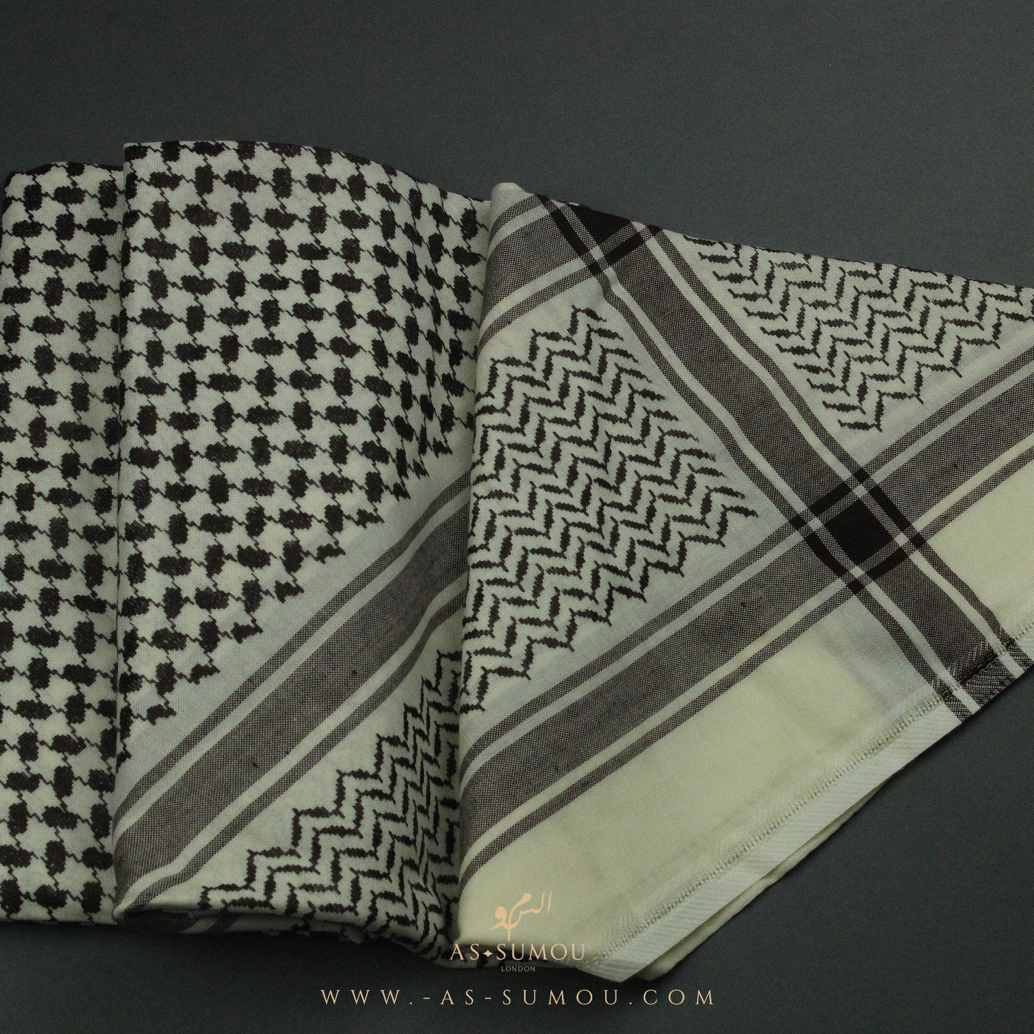 RARE CREAM & BROWN PREMIUM SHEMAGH SCARF SG30