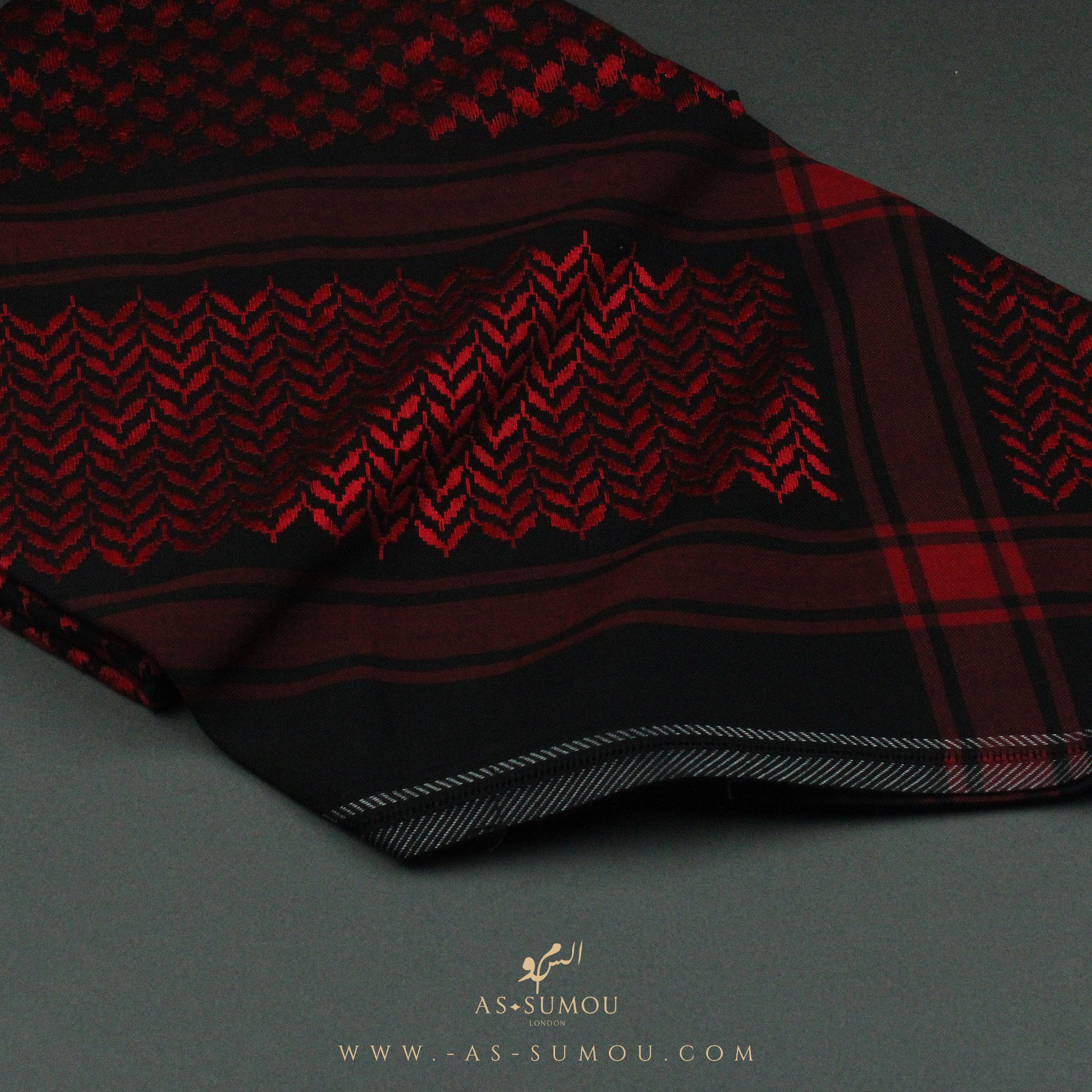 RARE BLACK & RED PREMIUM SHEMAGH SCARF SG29