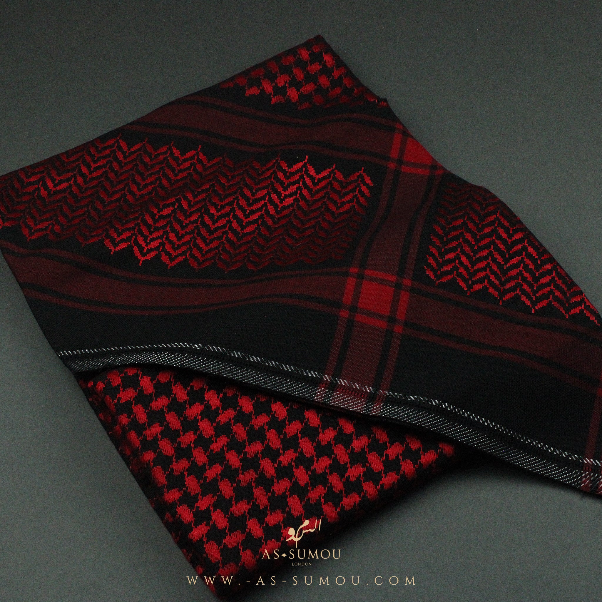 RARE BLACK & RED PREMIUM SHEMAGH SCARF SG29