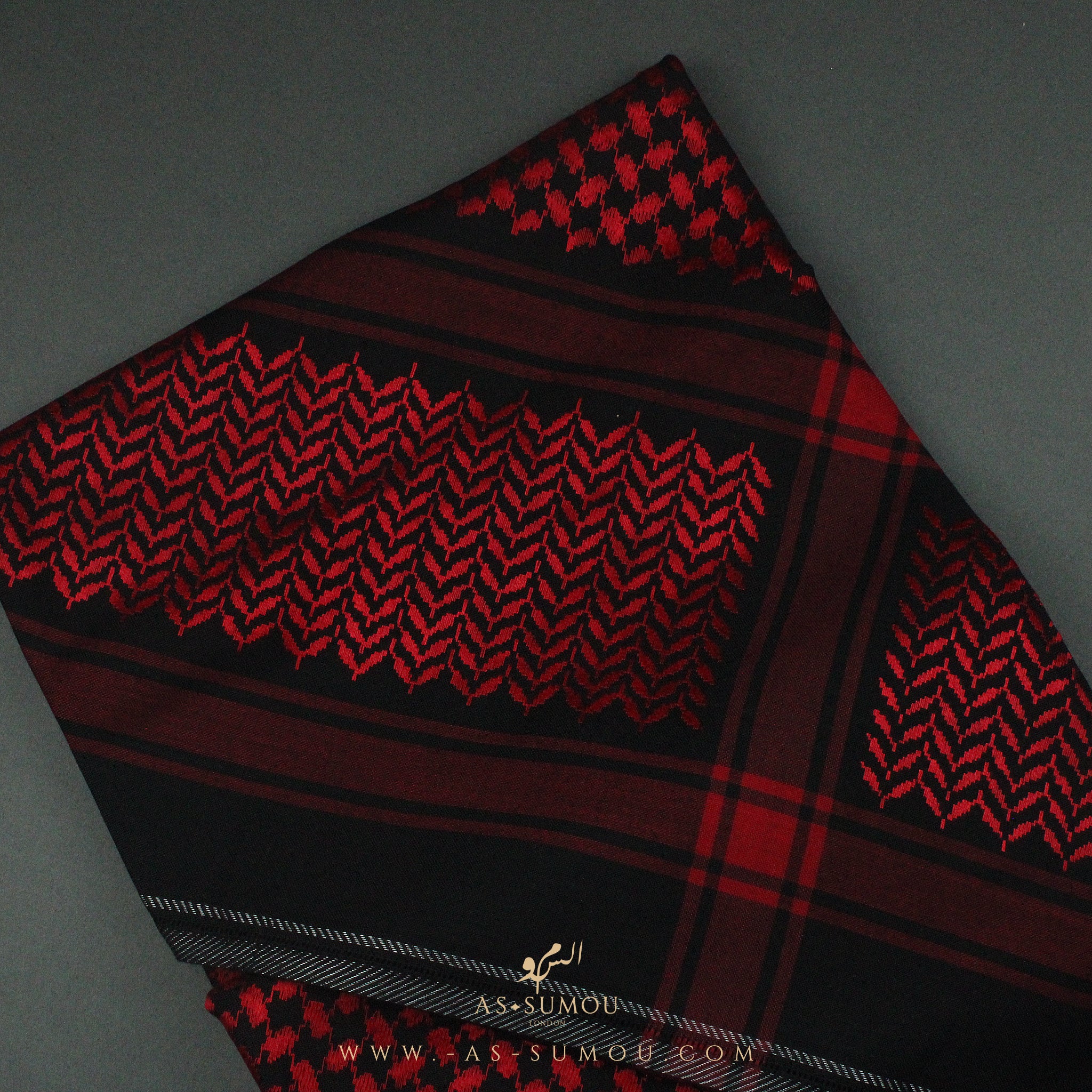 RARE BLACK & RED PREMIUM SHEMAGH SCARF SG29