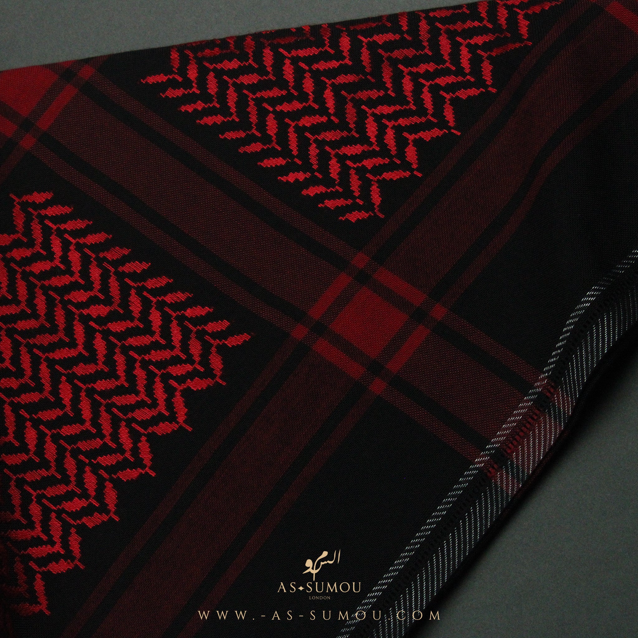 RARE BLACK & RED PREMIUM SHEMAGH SCARF SG29