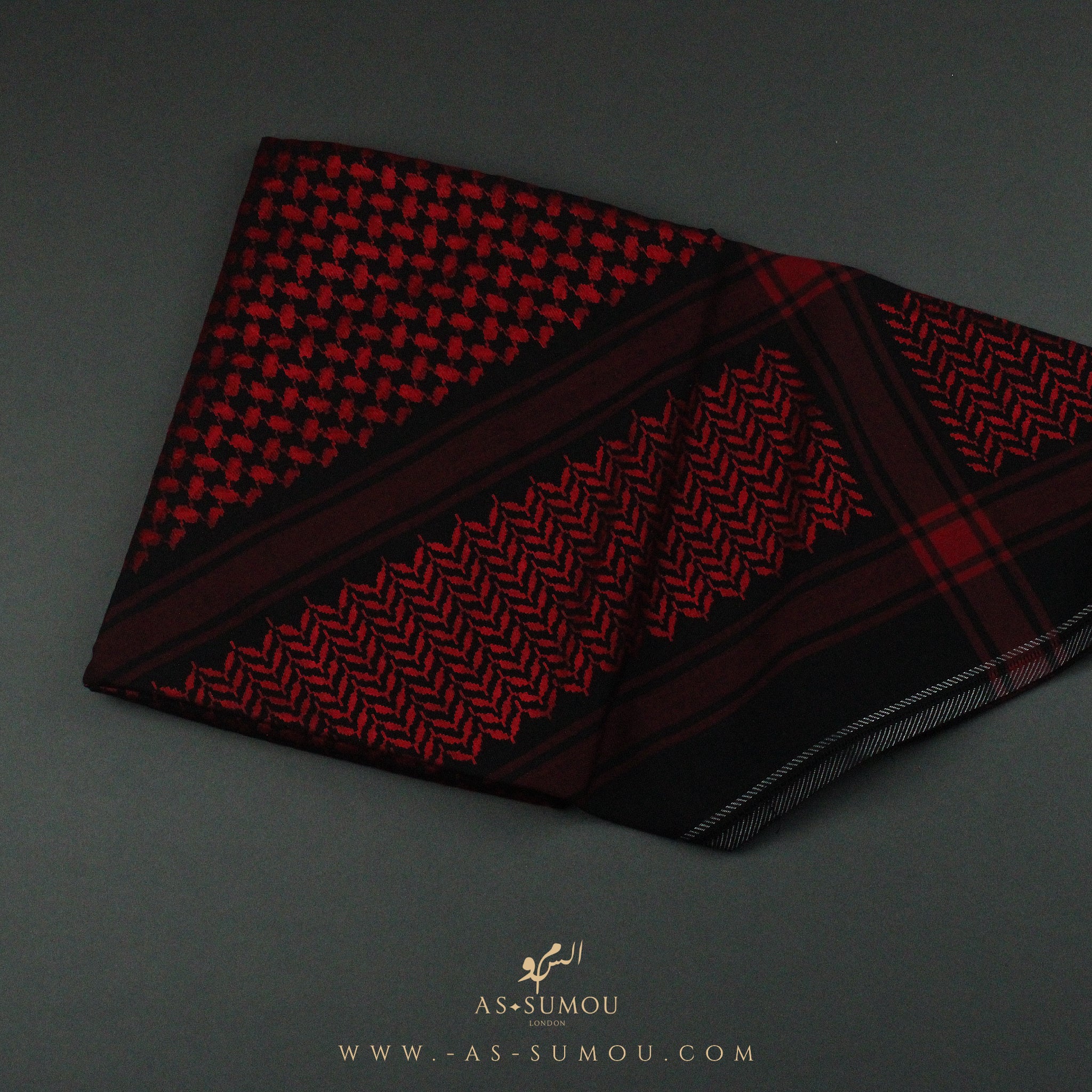 RARE BLACK & RED PREMIUM SHEMAGH SCARF SG29