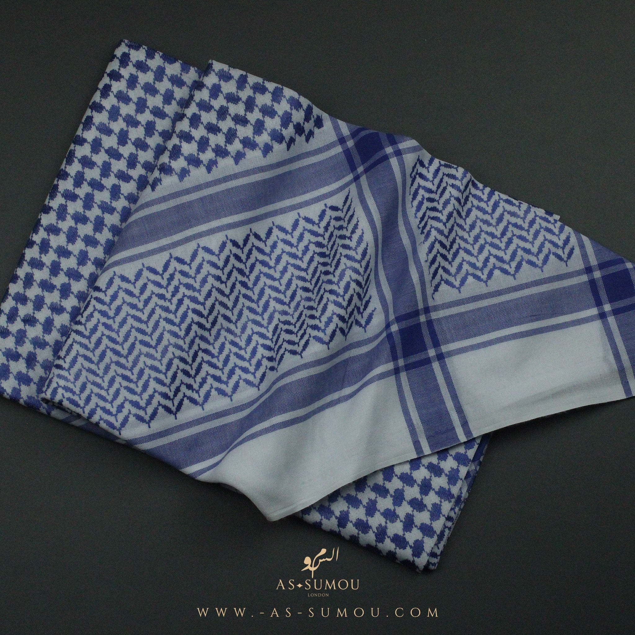 RARE WHITE & BLUE PREMIUM SHEMAGH SCARF SG28