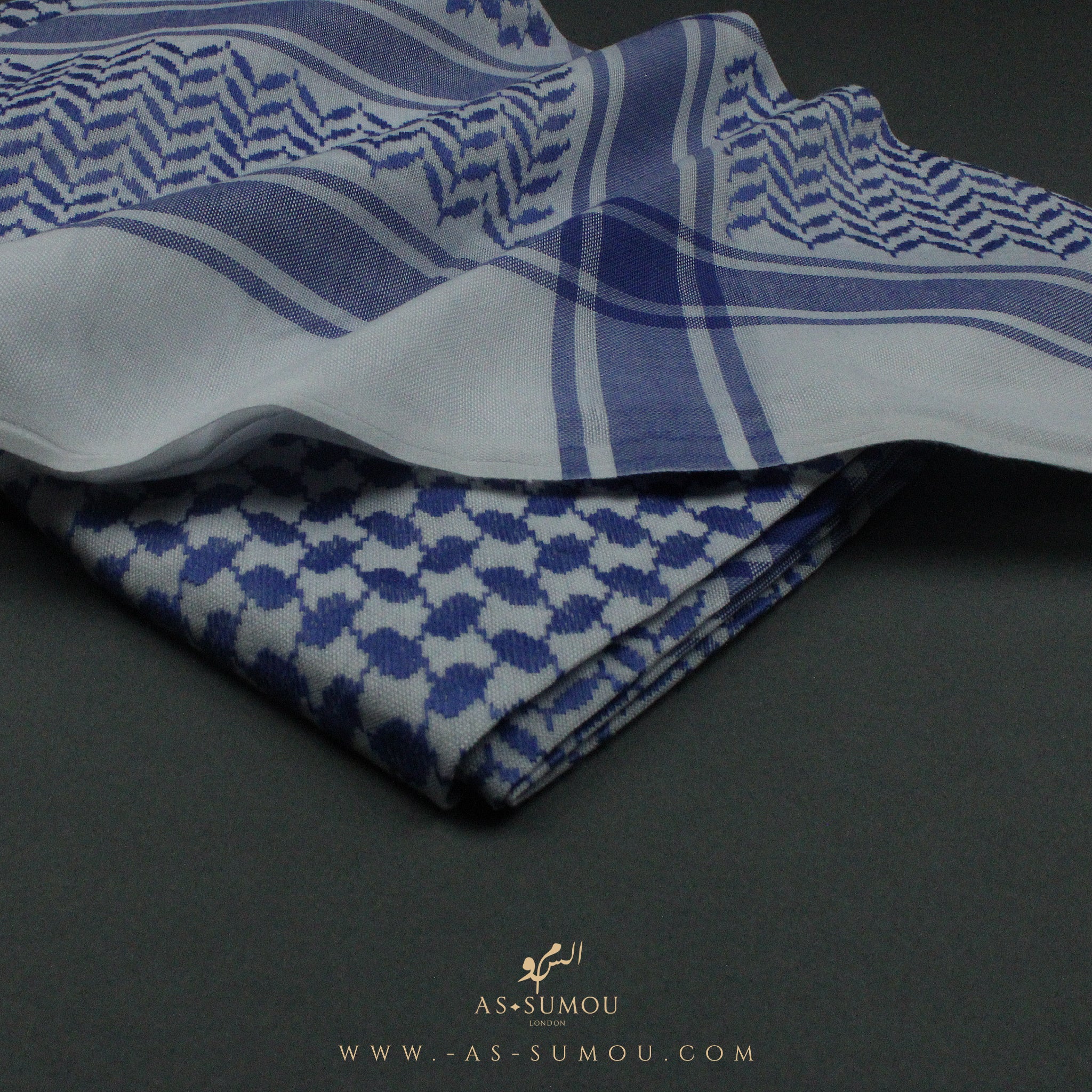 RARE WHITE & BLUE PREMIUM SHEMAGH SCARF SG28