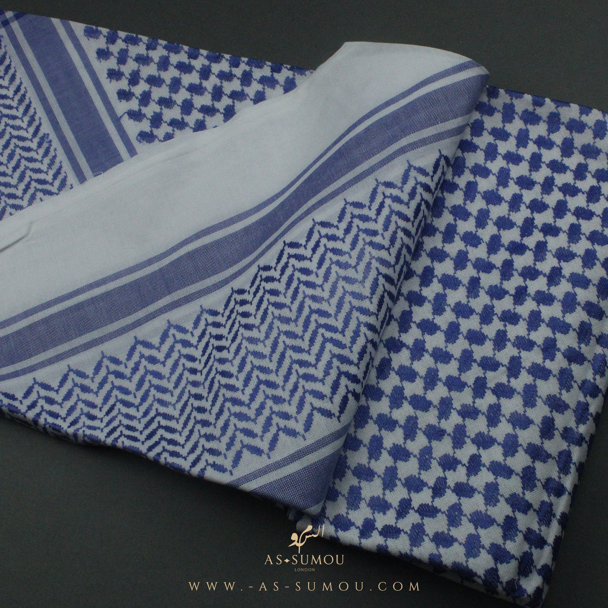 RARE WHITE & BLUE PREMIUM SHEMAGH SCARF SG28