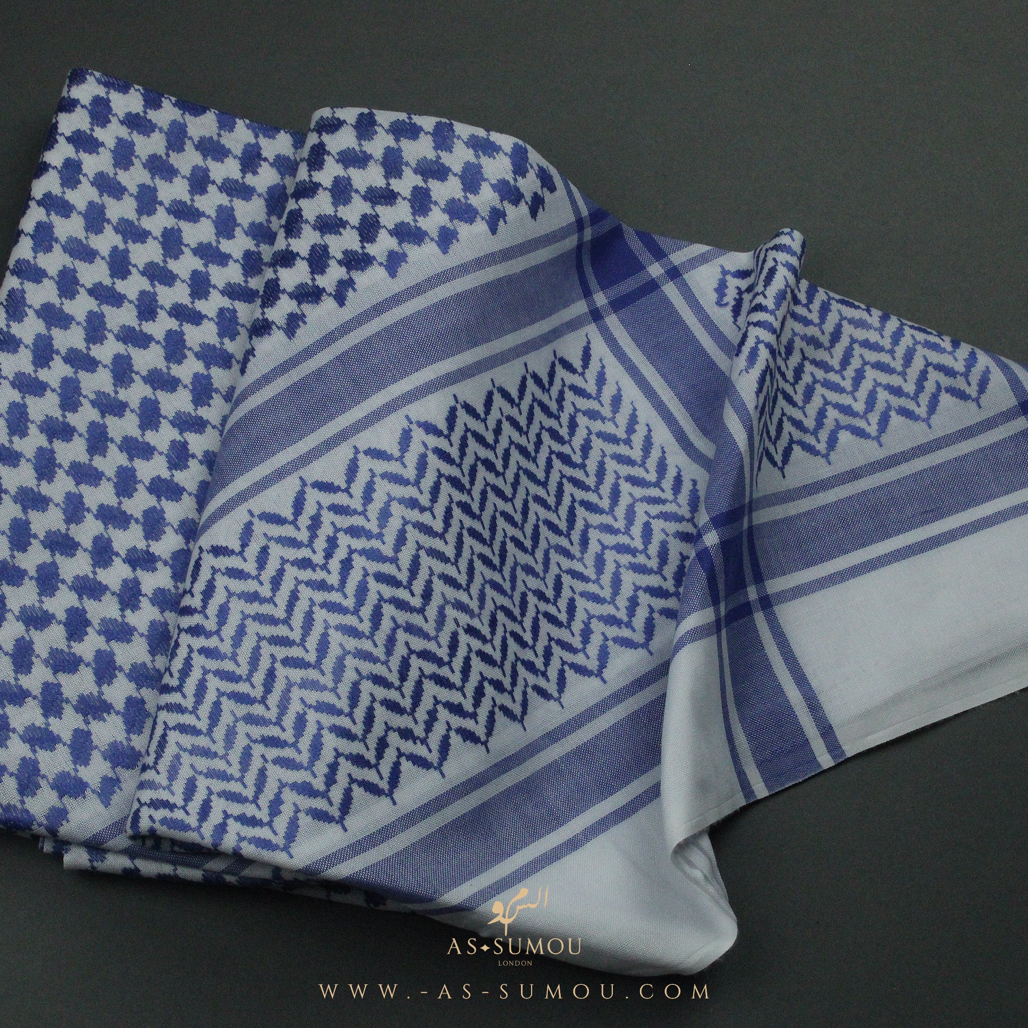 RARE WHITE & BLUE PREMIUM SHEMAGH SCARF SG28