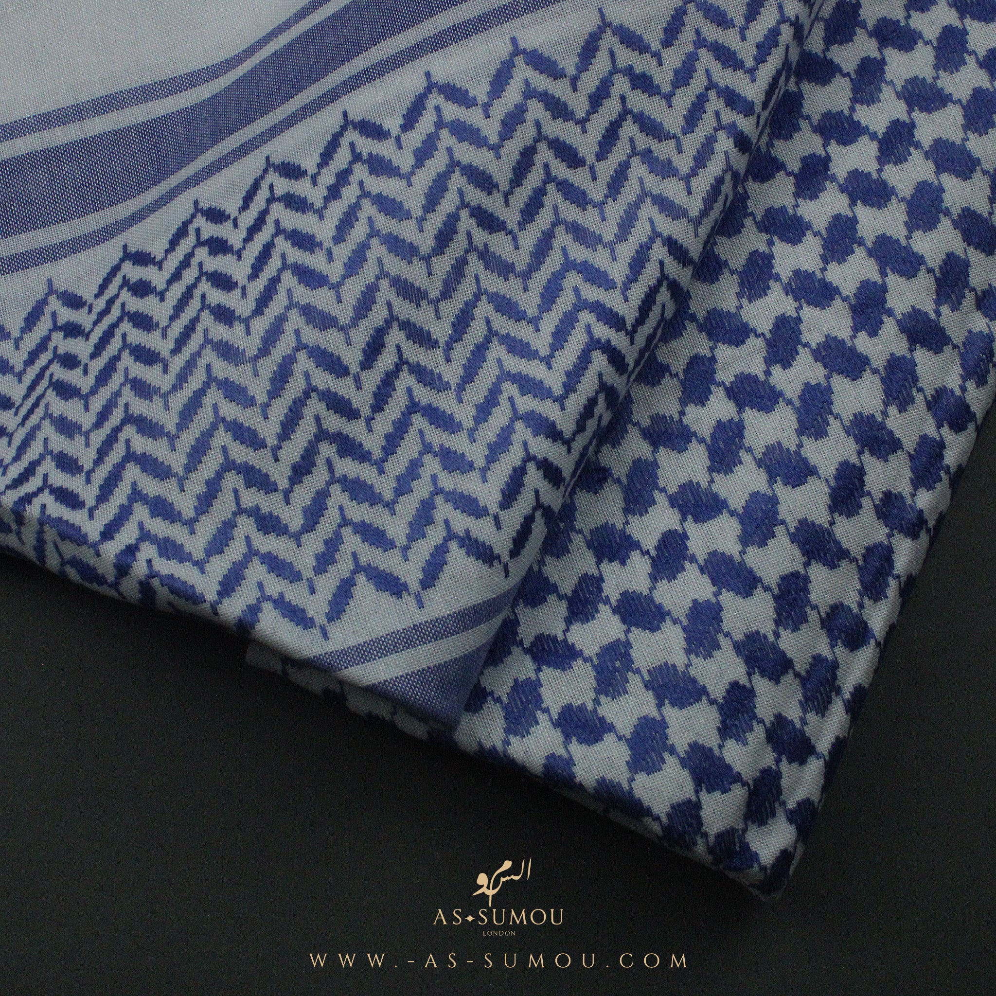 RARE WHITE & BLUE PREMIUM SHEMAGH SCARF SG28