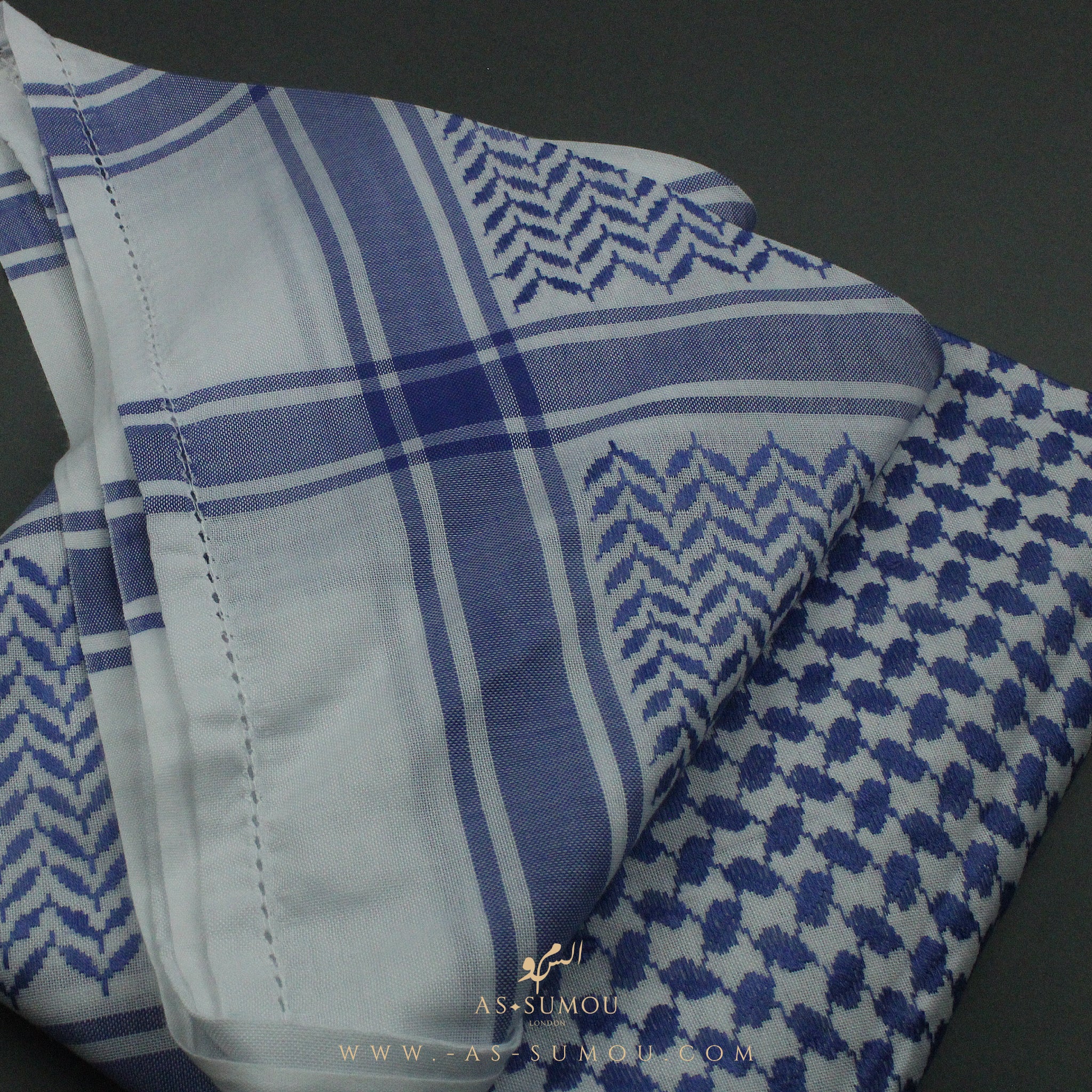 RARE WHITE & BLUE PREMIUM SHEMAGH SCARF SG28