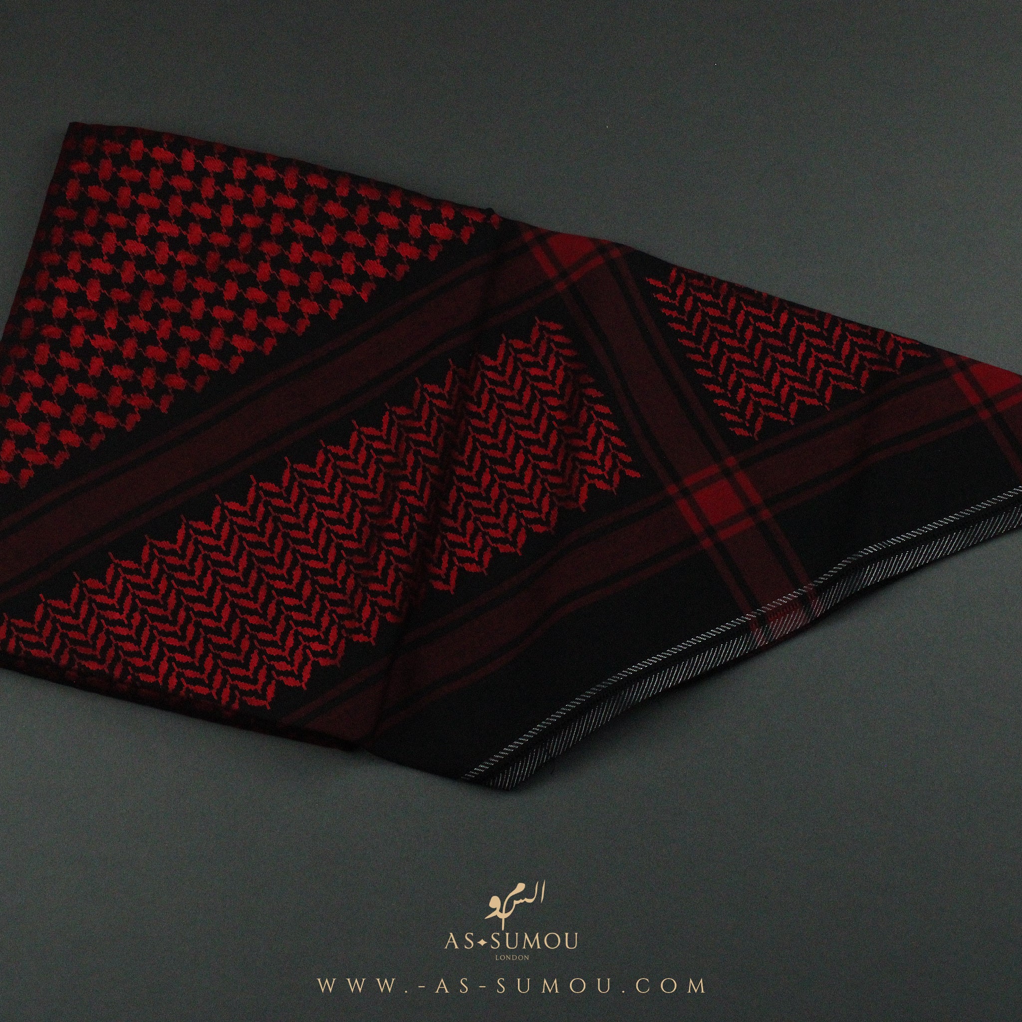 RARE BLACK & RED PREMIUM SHEMAGH SCARF SG29