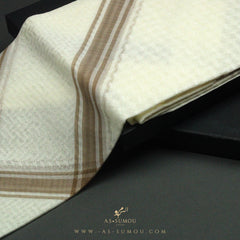 RARE CREAM & BROWN LINE SAUDI SHEMAGH SCARF CS2