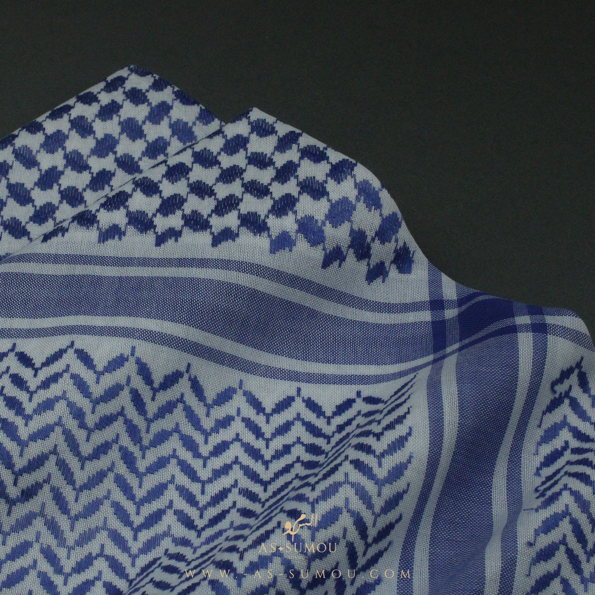 RARE WHITE & BLUE PREMIUM SHEMAGH SCARF SG28