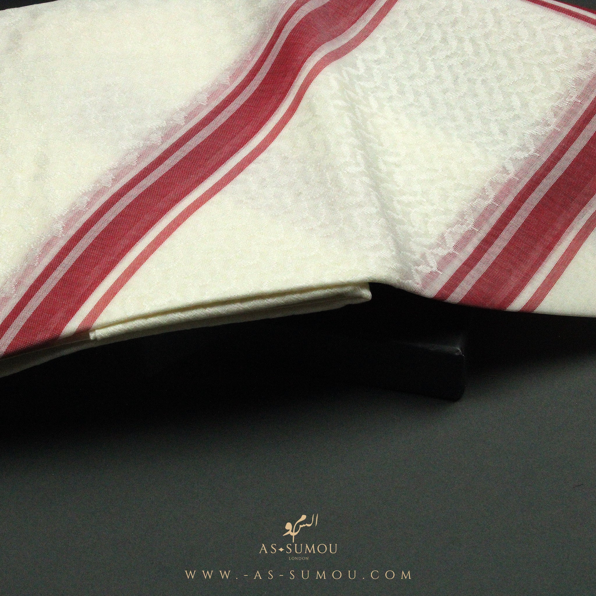 RARE CREAM & RED LINE SAUDI SHEMAGH SCARF CS1