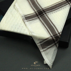 RARE CREAM & BROWN LINE SAUDI SHEMAGH SCARF CS3