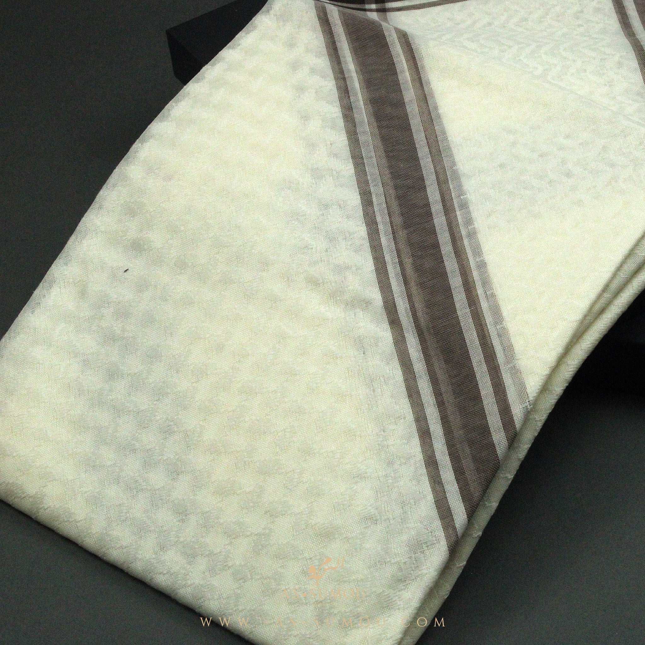 RARE CREAM & BROWN LINE SAUDI SHEMAGH SCARF CS3