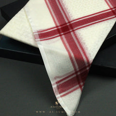 RARE CREAM & RED LINE SAUDI SHEMAGH SCARF CS1