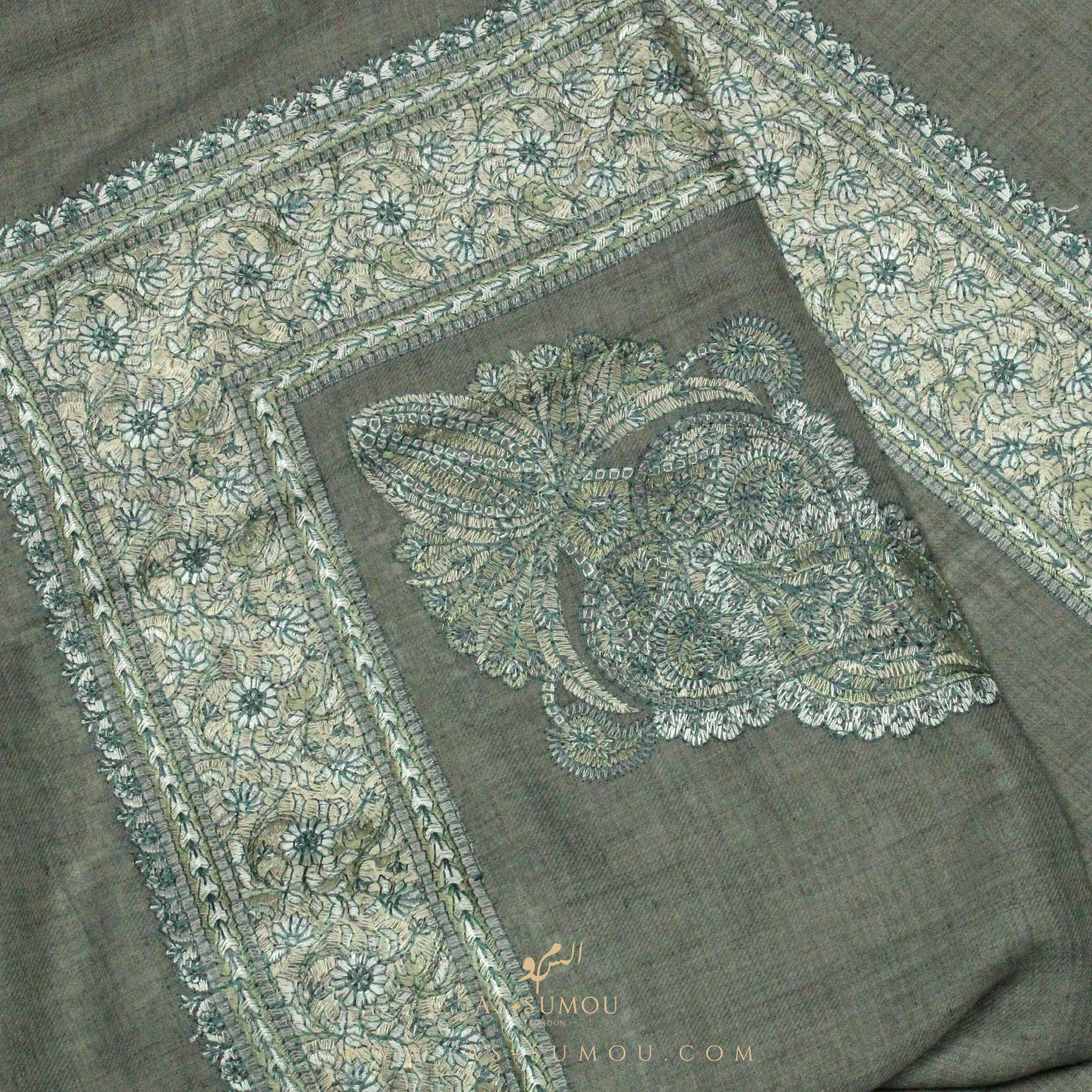 PREMIUM GREY AUTHENTIC OMANI MASSAR SCARF OM2