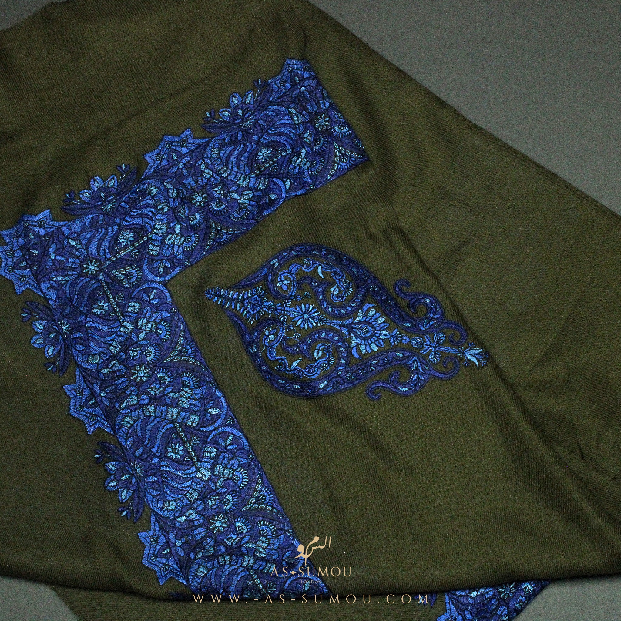 PREMIUM GREEN AUTHENTIC OMANI MASSAR SCARF OM15