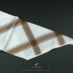 RARE WHITE & BROWN LINE SAUDI SHEMAGH SCARF WS8