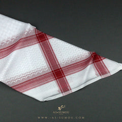 RARE WHITE & RED LINE SAUDI SHEMAGH SCARF WS7