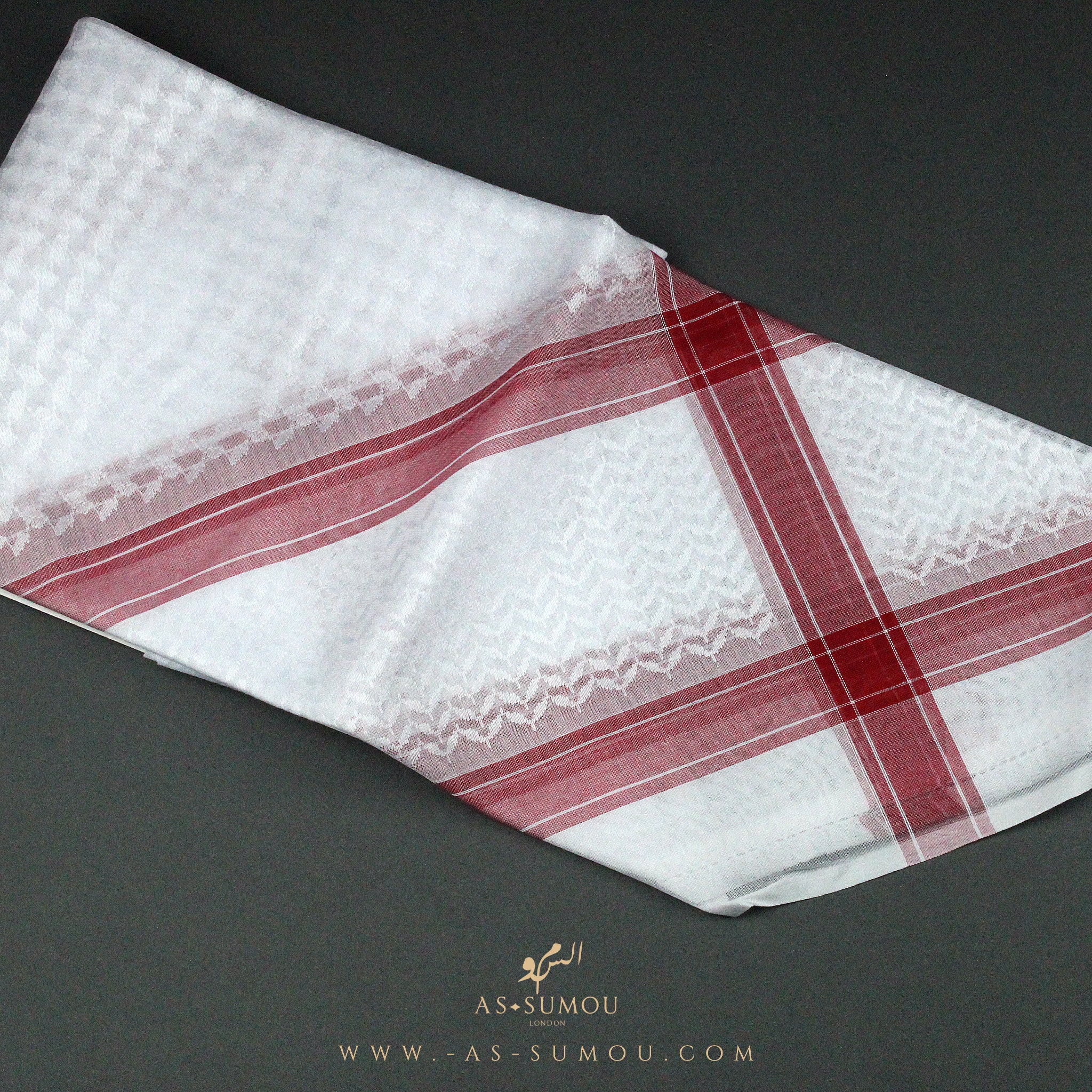 RARE WHITE & RED LINE SAUDI SHEMAGH SCARF WS7