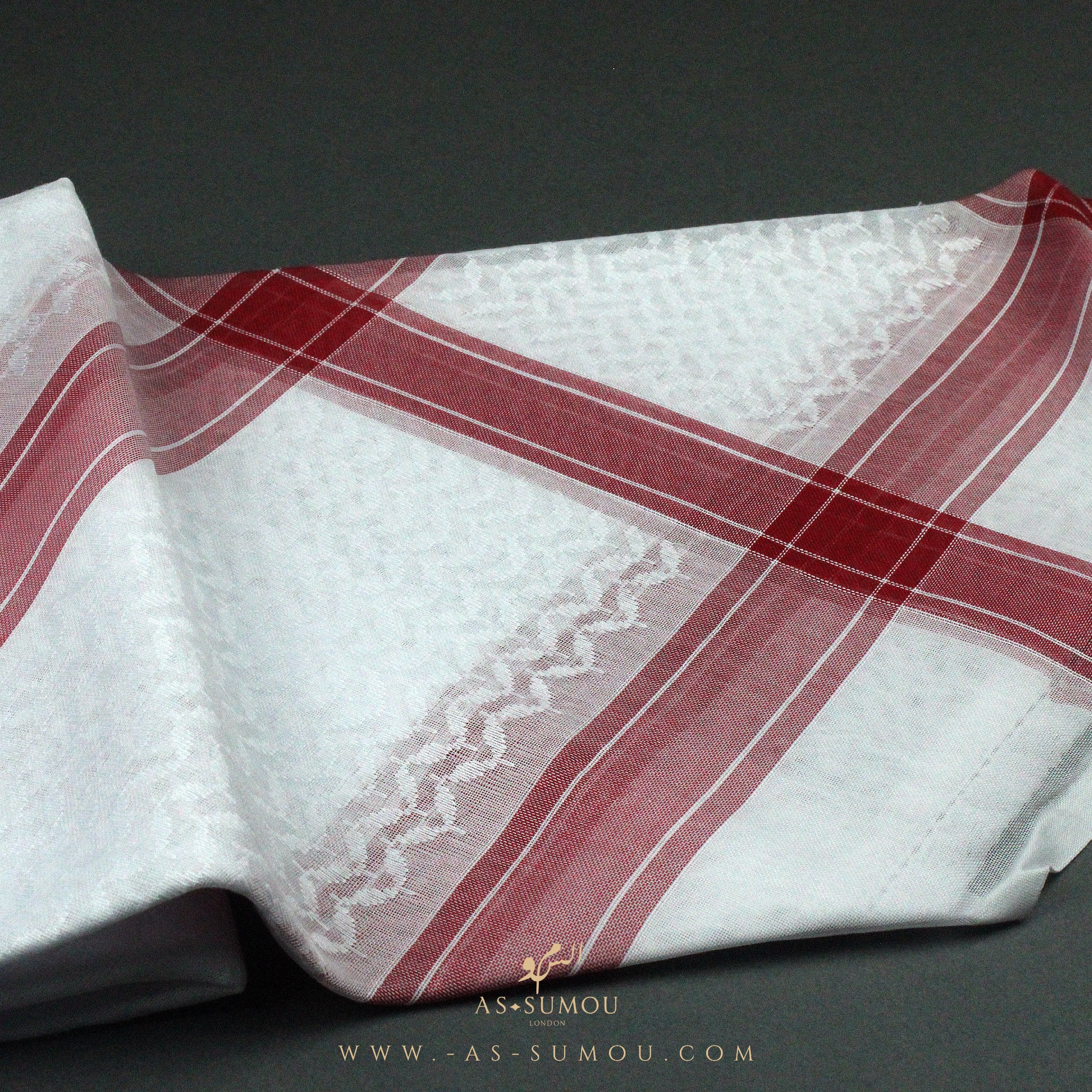 RARE WHITE & RED LINE SAUDI SHEMAGH SCARF WS7