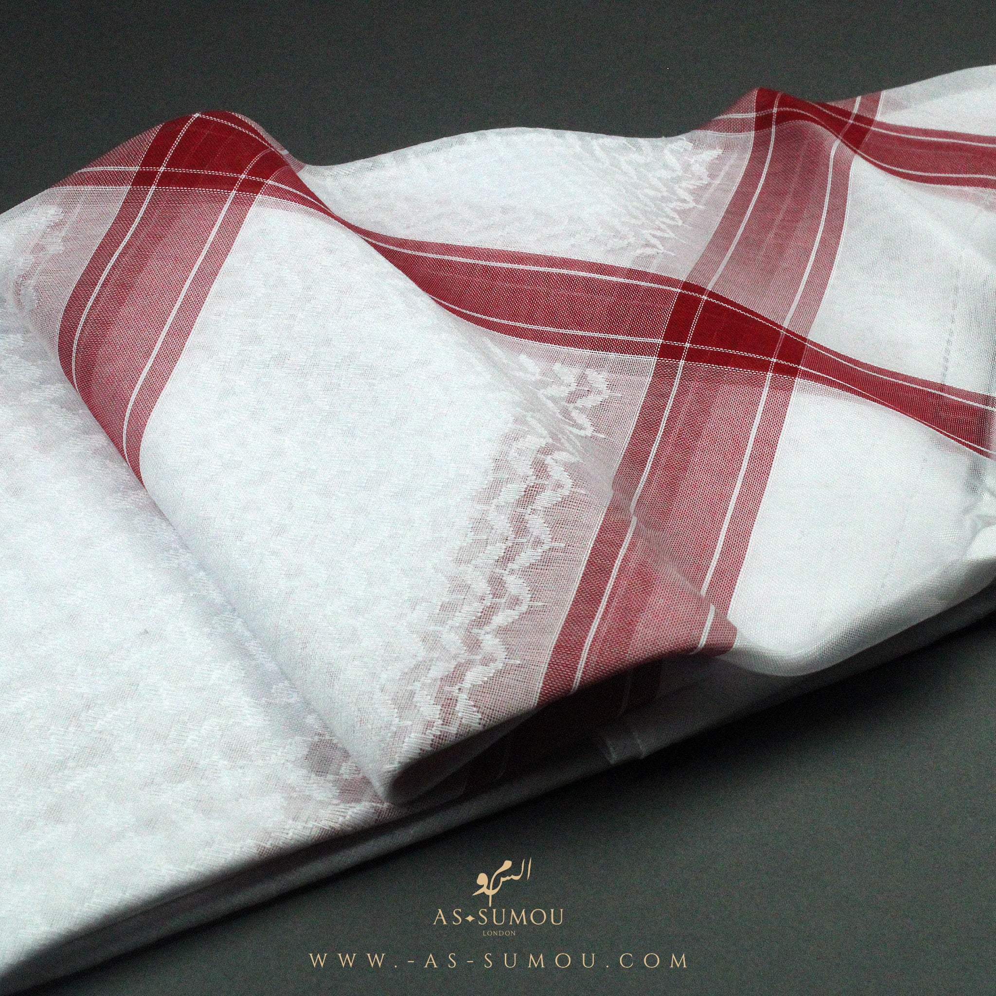 RARE WHITE & RED LINE SAUDI SHEMAGH SCARF WS7