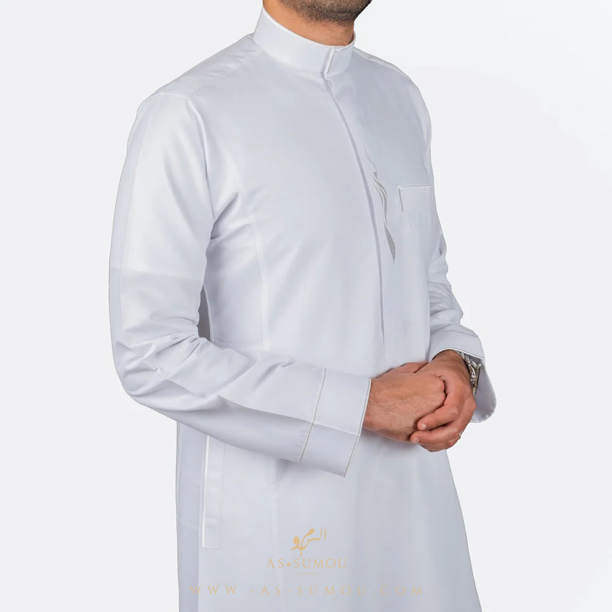 PREMIUM WHITE SAUDI EMBROIDERED THOBE TH4