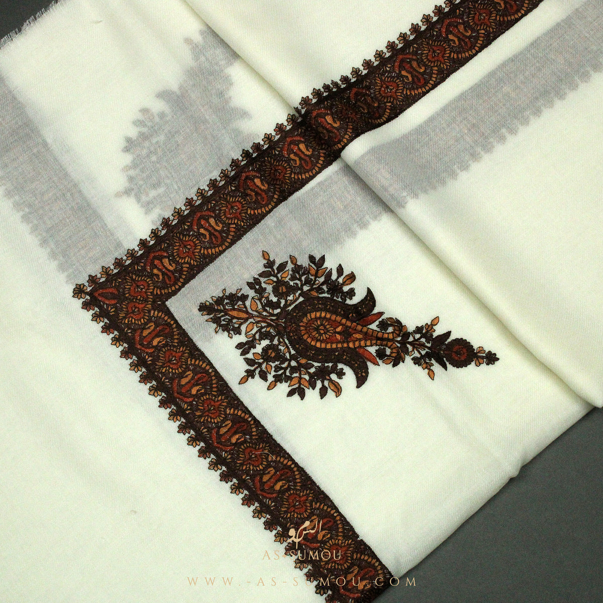 PREMIUM WHITE AUTHENTIC YEMENI SHEMAGH SCARF WH14