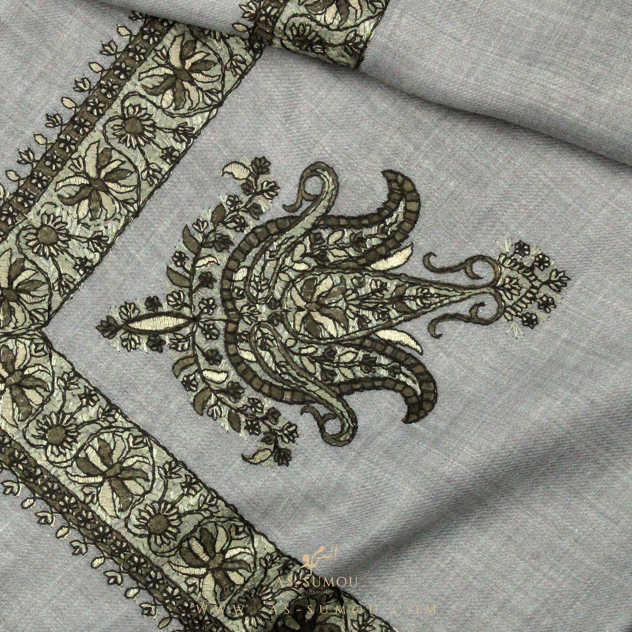 PREMIUM SILVER AUTHENTIC YEMENI SHEMAGH SCARF SE44