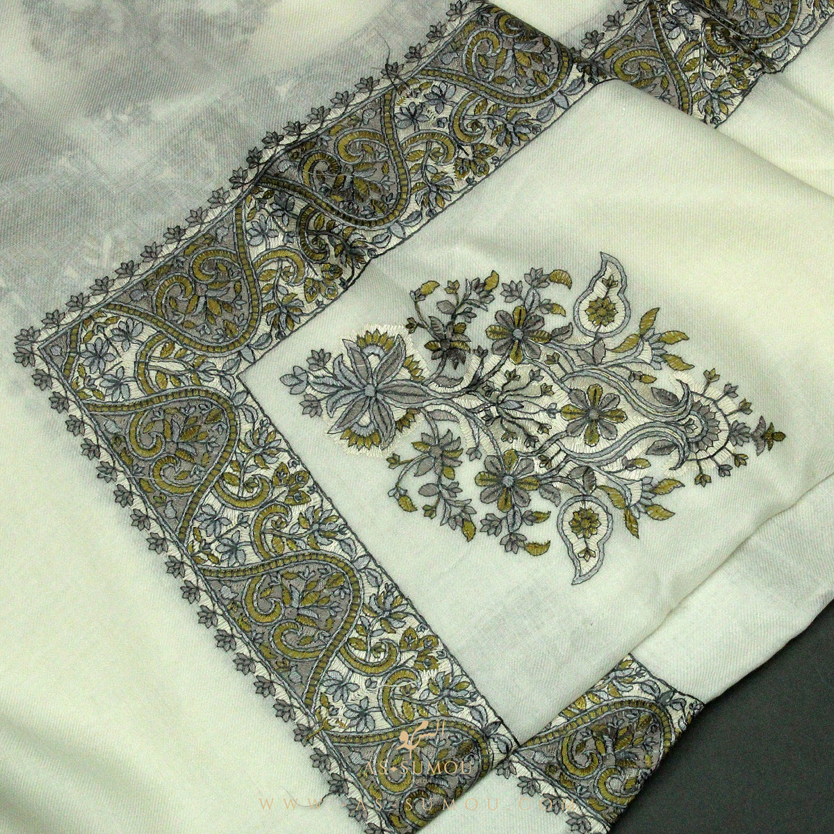 PREMIUM WHITE AUTHENTIC YEMENI SHEMAGH SCARF WH43