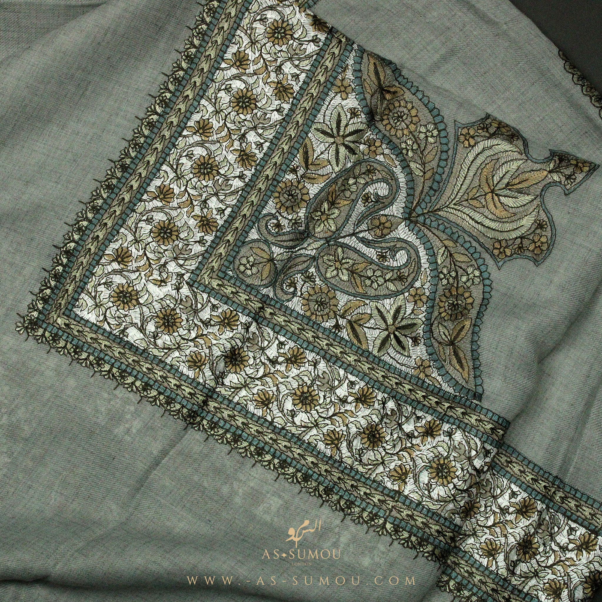 PREMIUM GREY AUTHENTIC OMANI MASSAR SCARF OM43