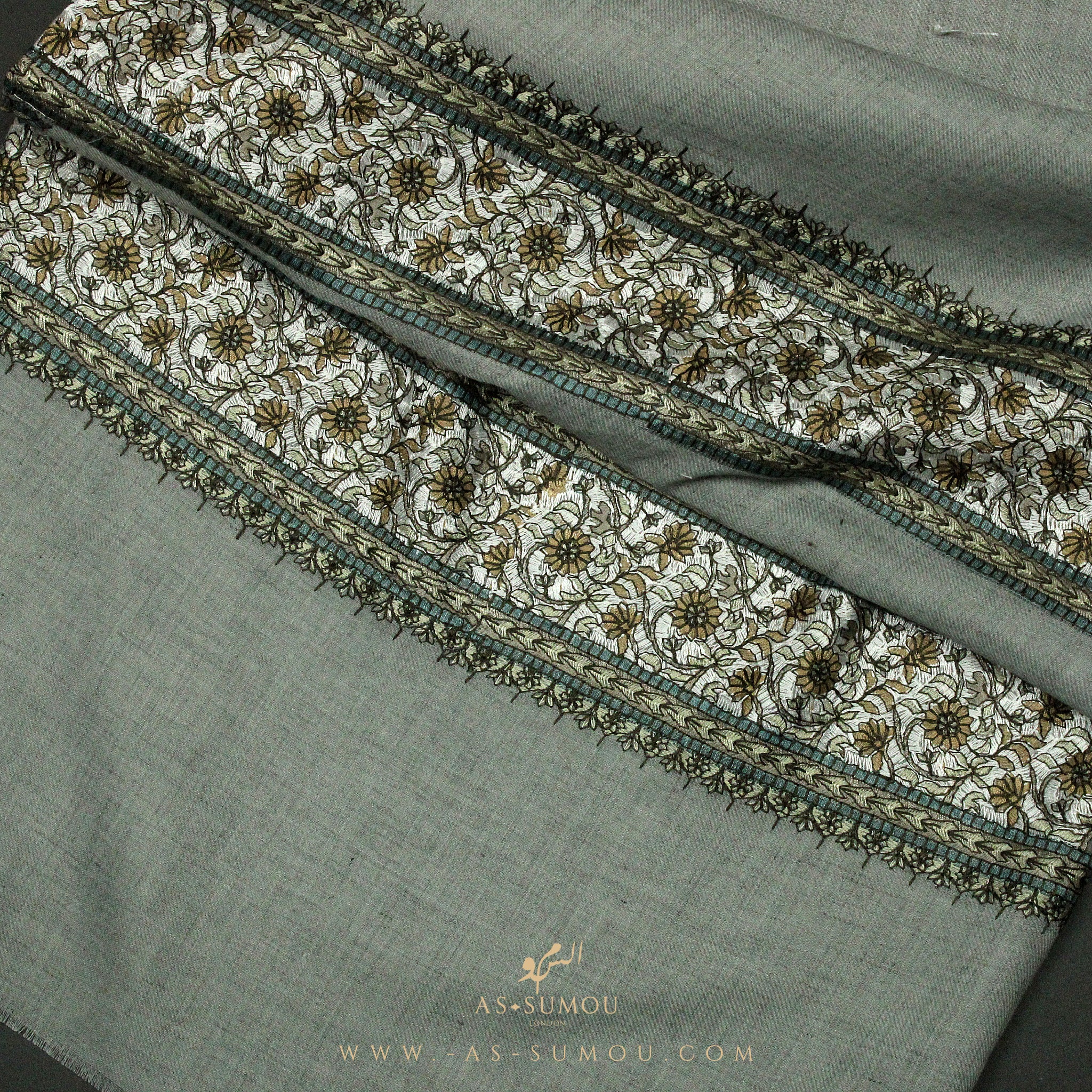 PREMIUM GREY AUTHENTIC OMANI MASSAR SCARF OM43