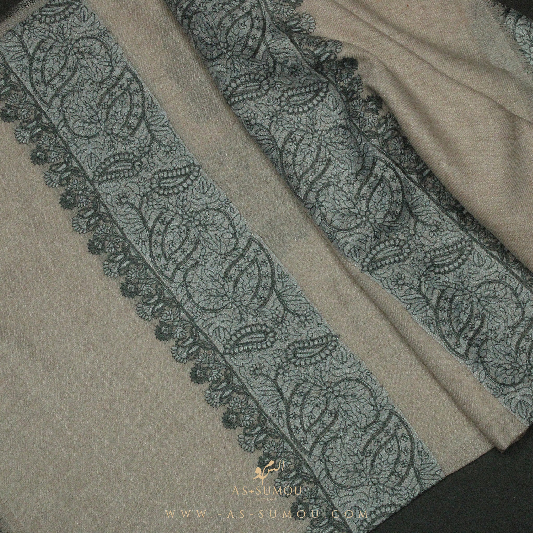 PREMIUM TAUPE AUTHENTIC OMANI MASSAR SCARF OM46