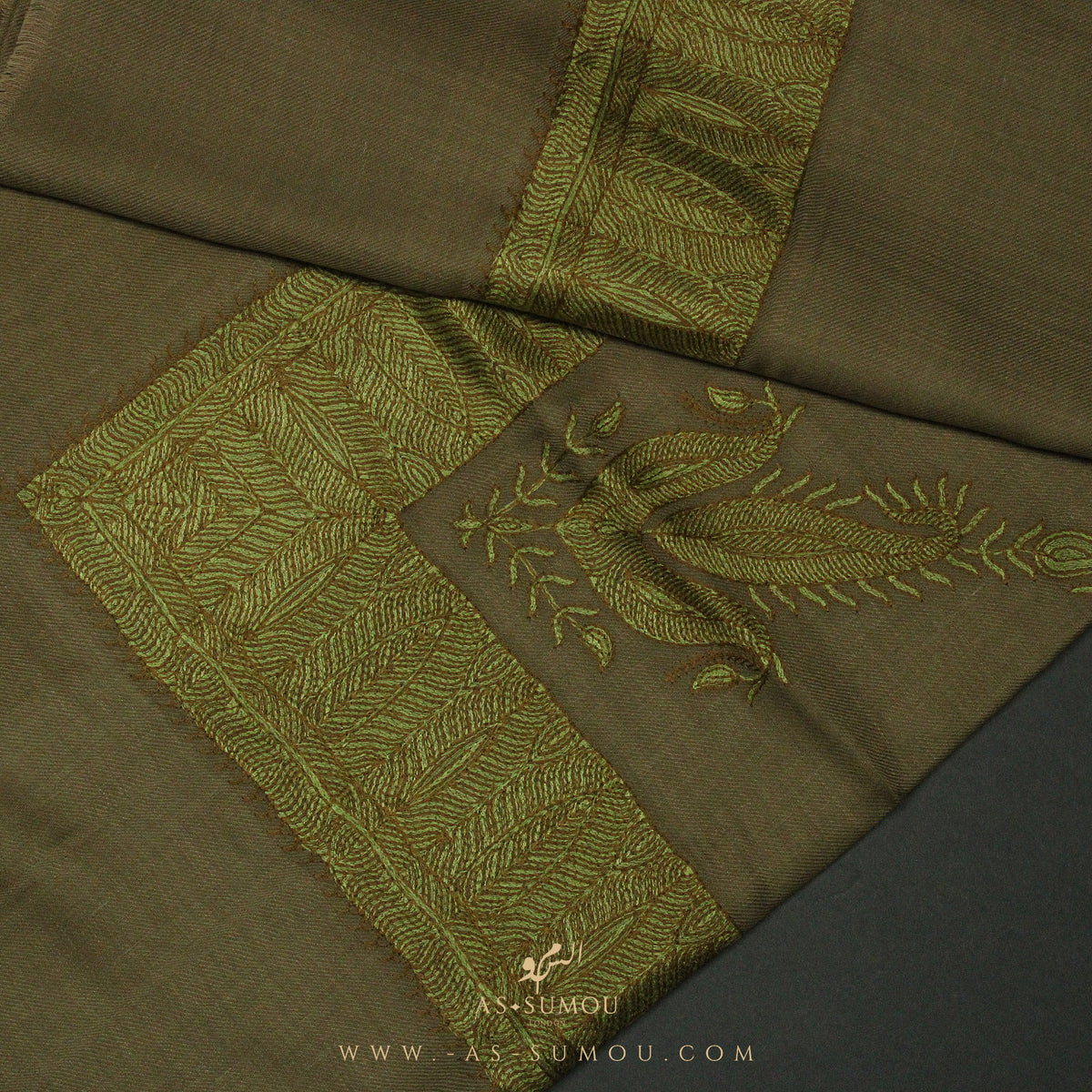 PREMIUM OLIVE ELEGANT QATARI SHEMAGH SCARF QR11