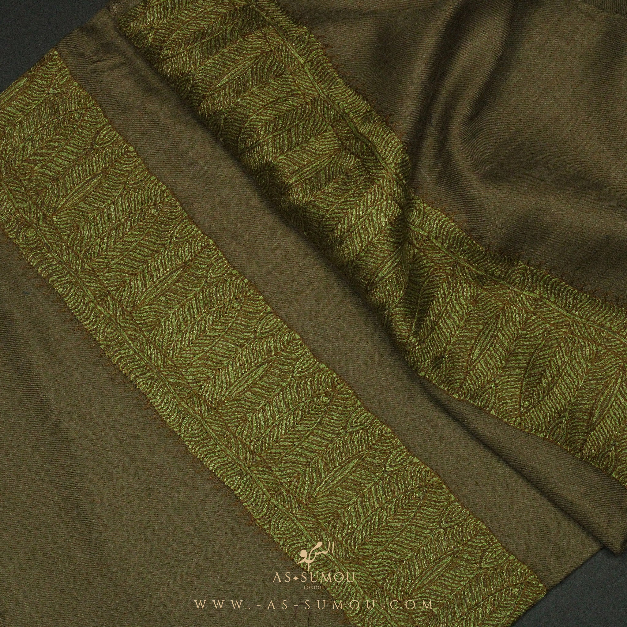 PREMIUM OLIVE ELEGANT QATARI SHEMAGH SCARF QR11