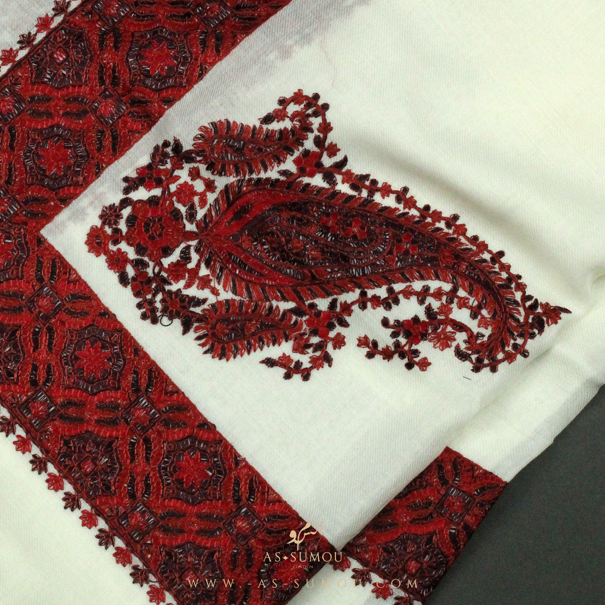 PREMIUM WHITE AUTHENTIC YEMENI SHEMAGH SCARF WH53