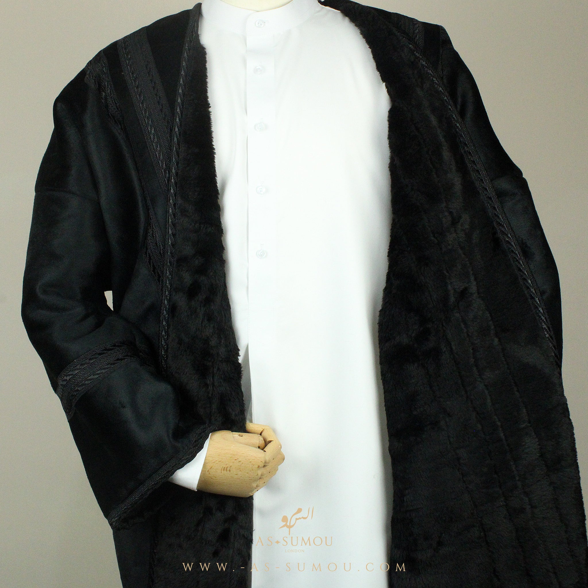 AUTHENTIC BLACK FARWA ARABIAN WINTER COAT FR1