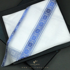 PREMIUM WHITE & BLUE EMIRATI GHUTRA SCARF EM31