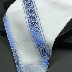 PREMIUM WHITE & BLUE EMIRATI GHUTRA SCARF EM31