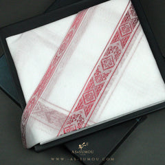 PREMIUM WHITE & RED EMIRATI GHUTRA SCARF EM32