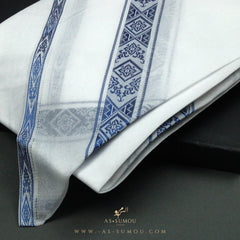 PREMIUM WHITE & BLUE EMIRATI GHUTRA SCARF EM35