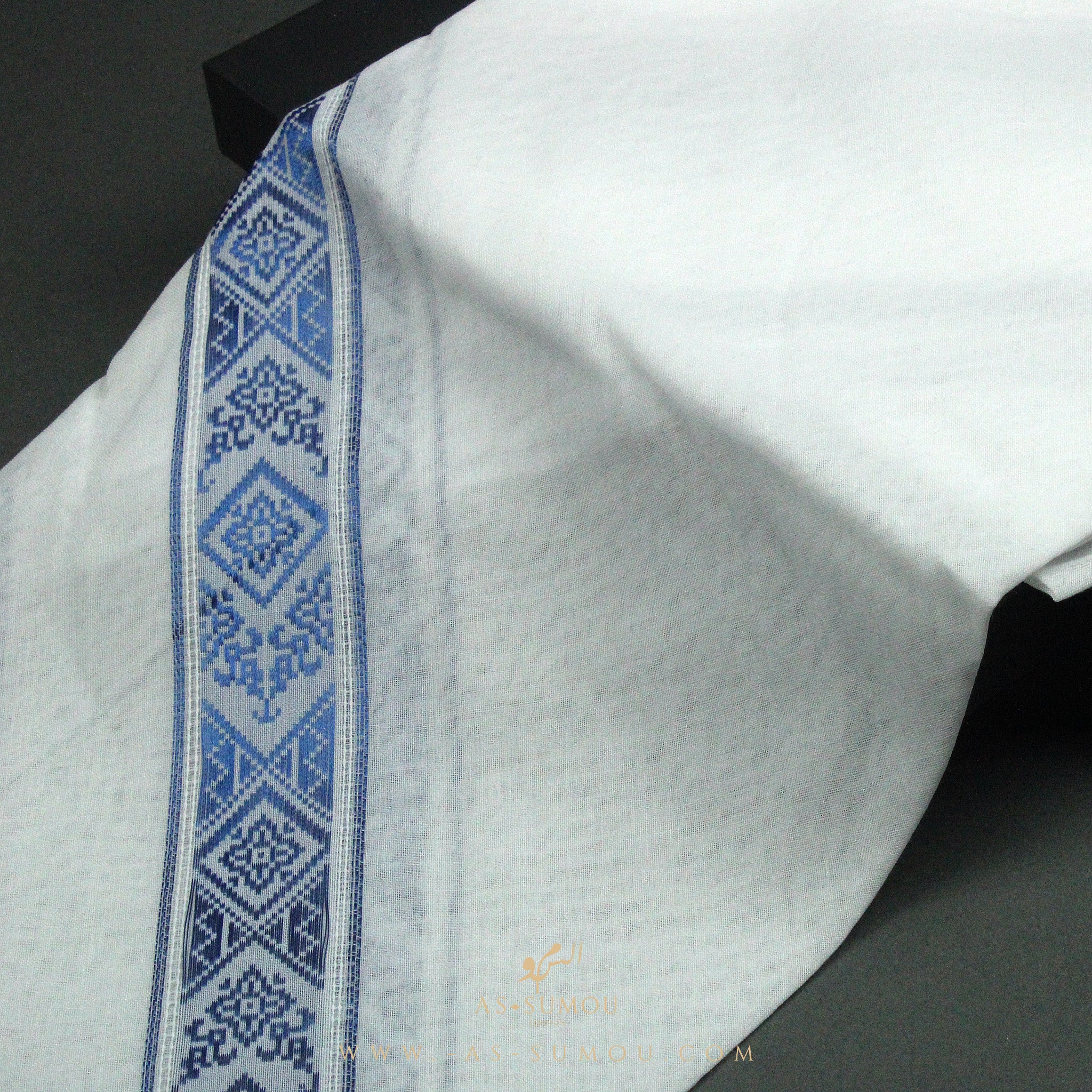 PREMIUM WHITE & BLUE EMIRATI GHUTRA SCARF EM35