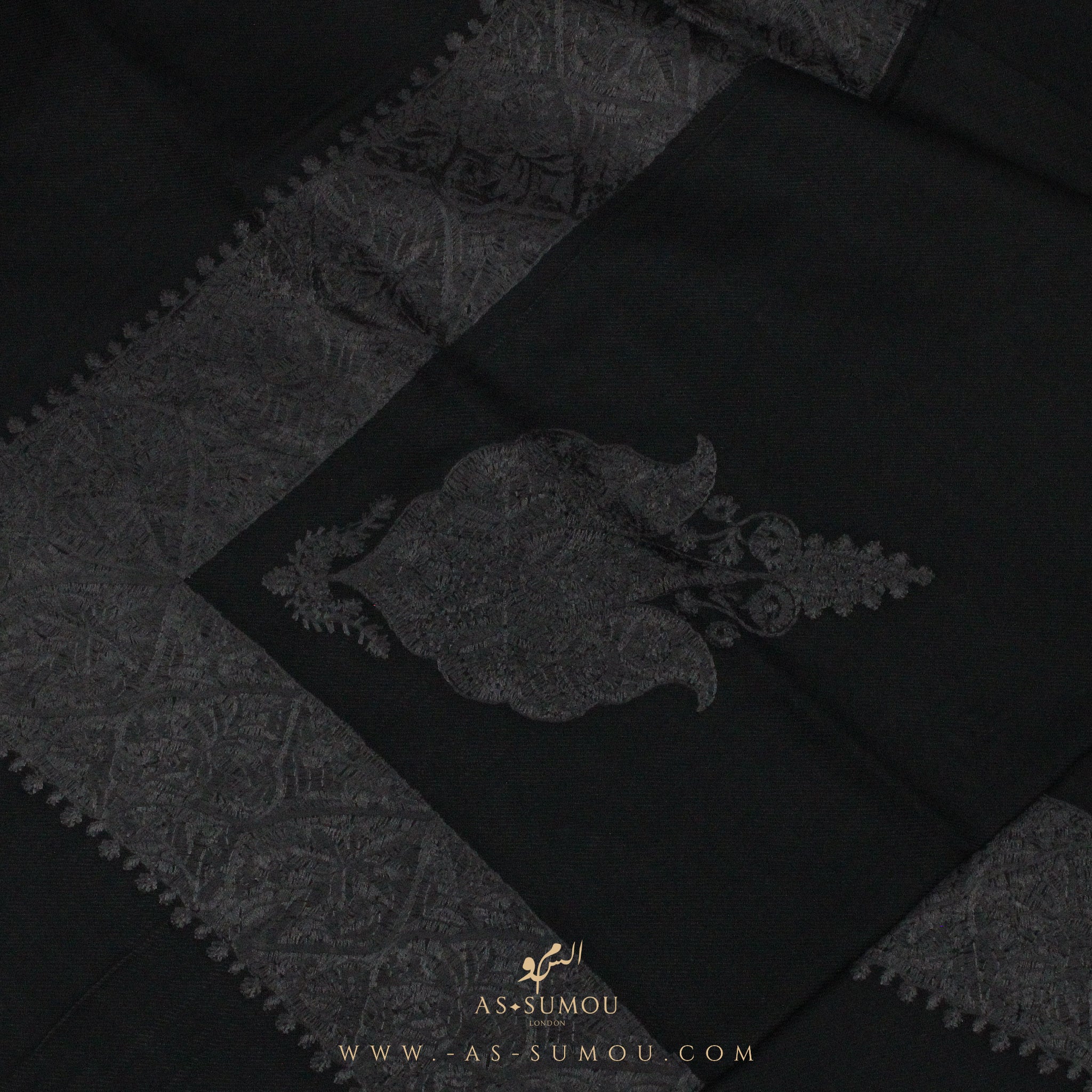 PREMIUM BLACK AUTHENTIC YEMENI SHEMAGH SCARF BL1