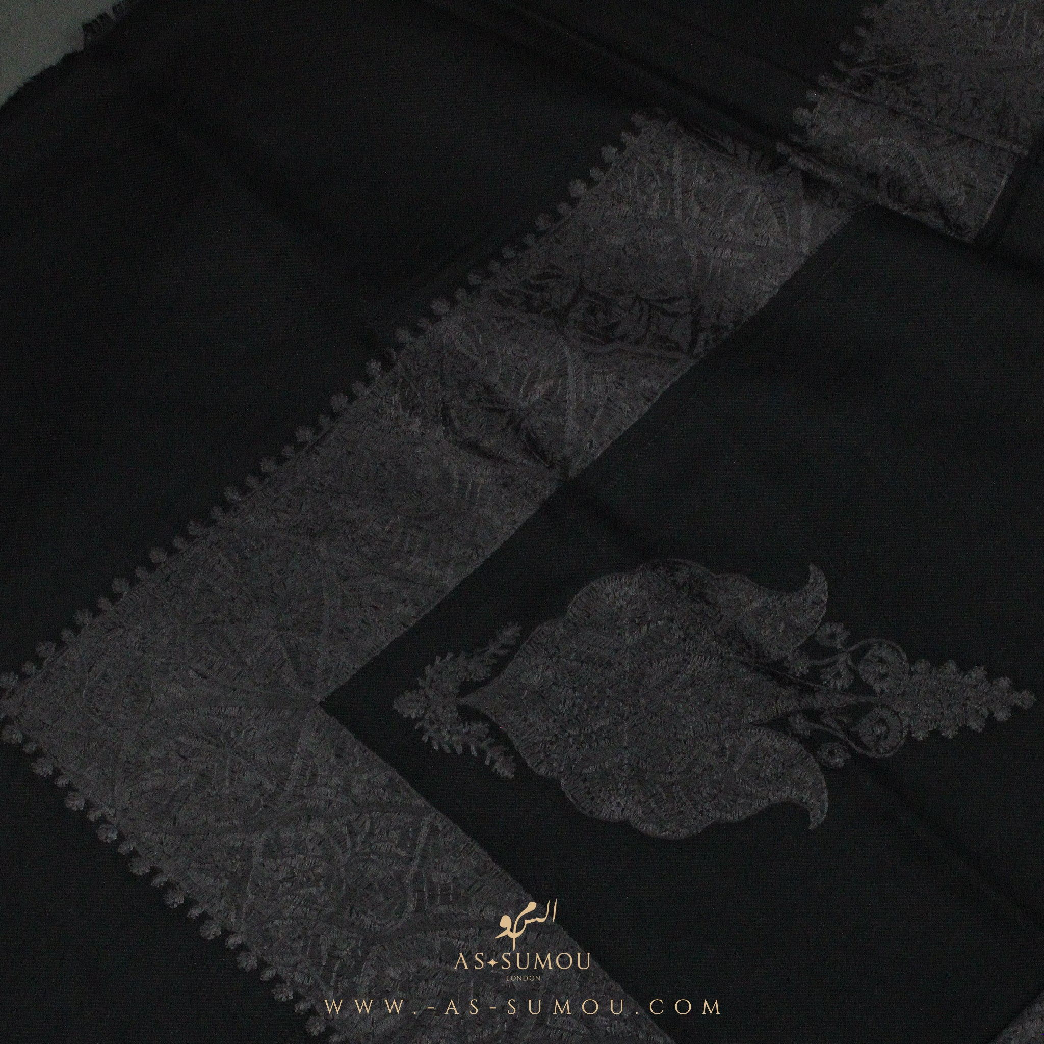 PREMIUM BLACK AUTHENTIC YEMENI SHEMAGH SCARF BL1